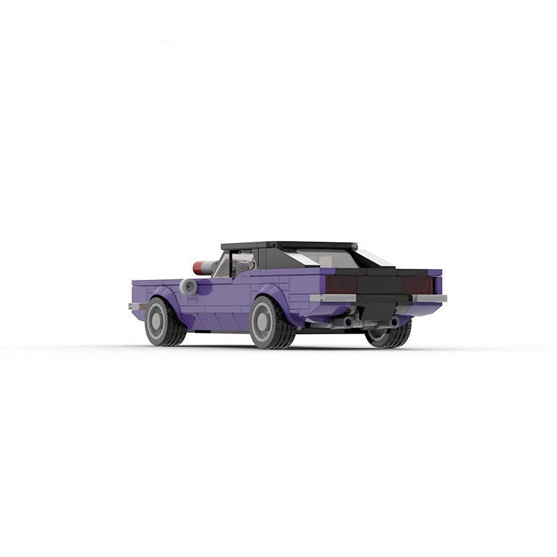 1970 Vintage Purple Muscle Car MOC Building Kit | 8-Wide Classic Vehicle Model - 5