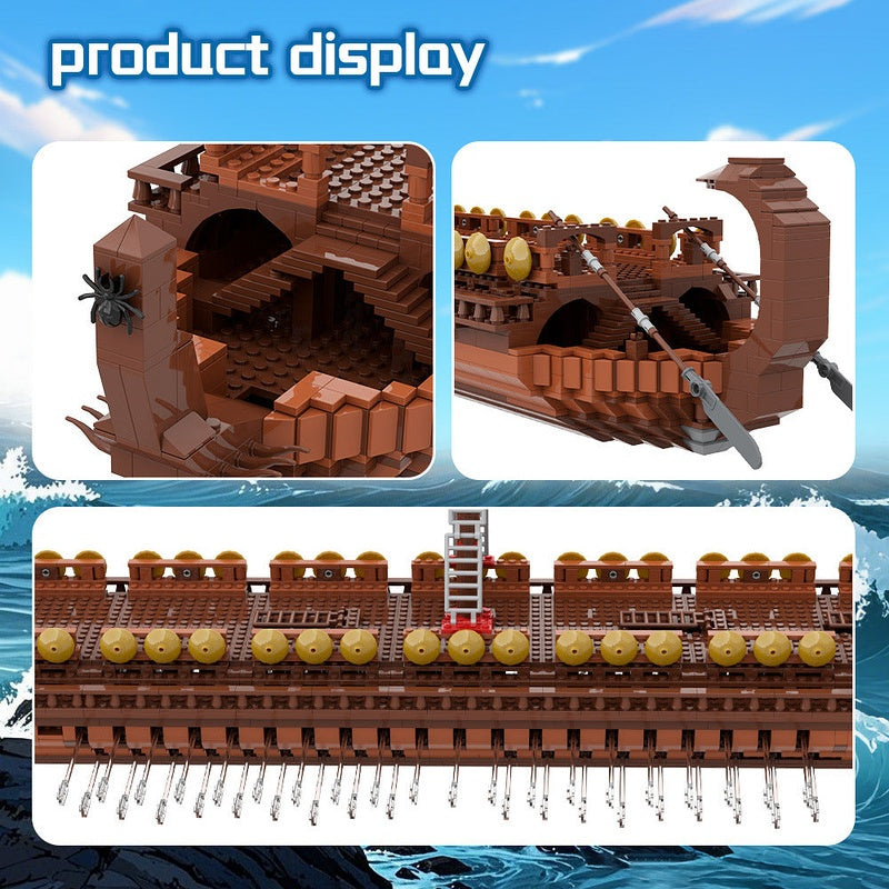 Ancient Greek Bireme Ship MOC Building Kit | Historical Maritime Display Model - 6