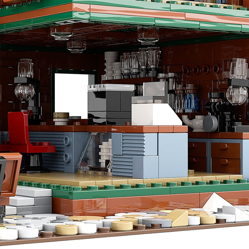 Coffeehouse MOC Building Kit Cozy Café Architecture Model - 8