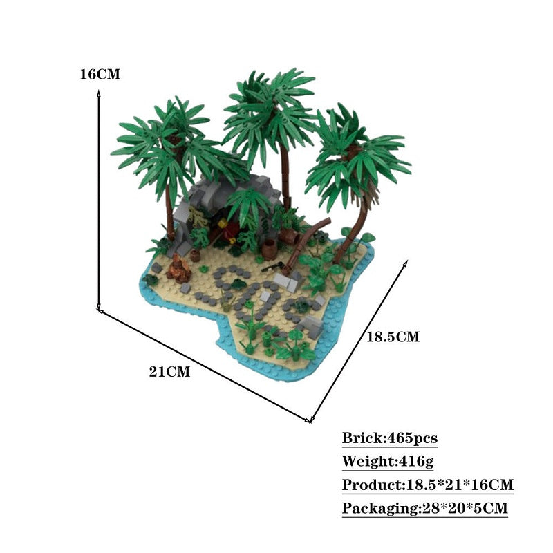 Lost Island Adventure MOC Building Kit | Tropical Mystery Diorama - 2