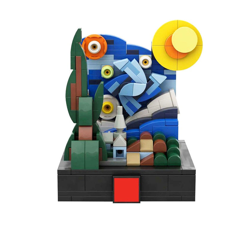 Mini Starry Night MOC Building Kit | Artistic Wall Display Model - 5