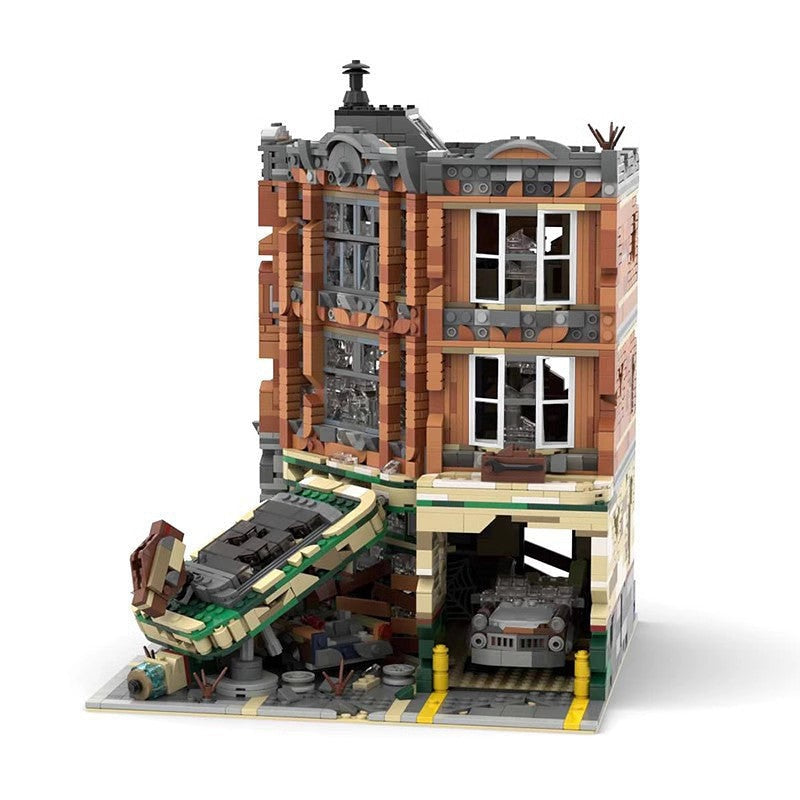 Post-Apocalyptic Corner Garage MOC Modular Building Kit - 10