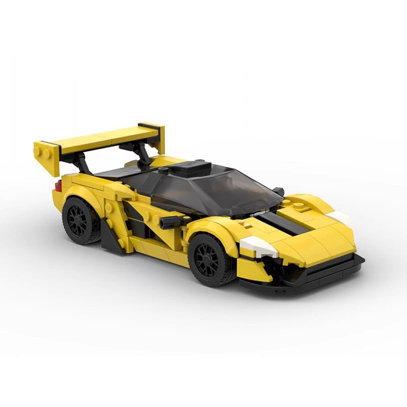 Track Hybrid Hypercar 8-Stud Wide Yellow Racing Car Building Kit | Compatible MOC - 3