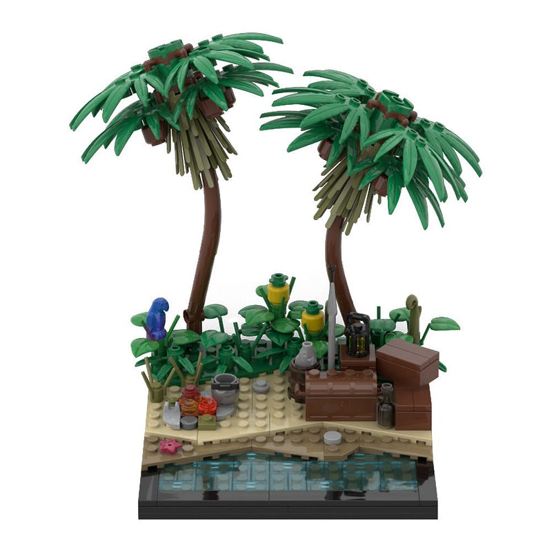 Tropical Island Beach MOC Building Kit | Coastal Paradise Diorama - 5