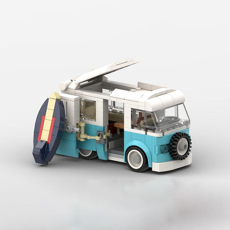 Turquoise Split-Window Camper Van With Kayak MOC Building Kit - 7