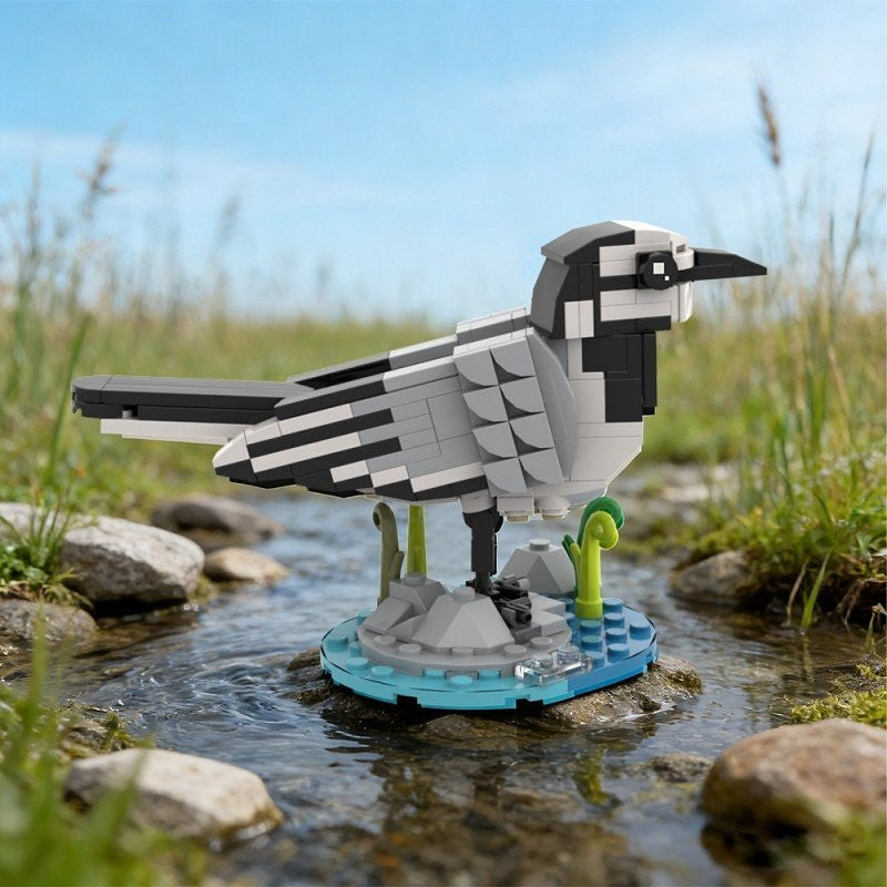 White Wagtail Bird MOC Building Kit | Wildlife Display Model - 11