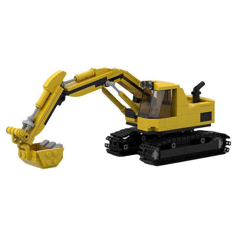 Yellow Tracked Excavator Construction Vehicle MOC Building Kit - 2