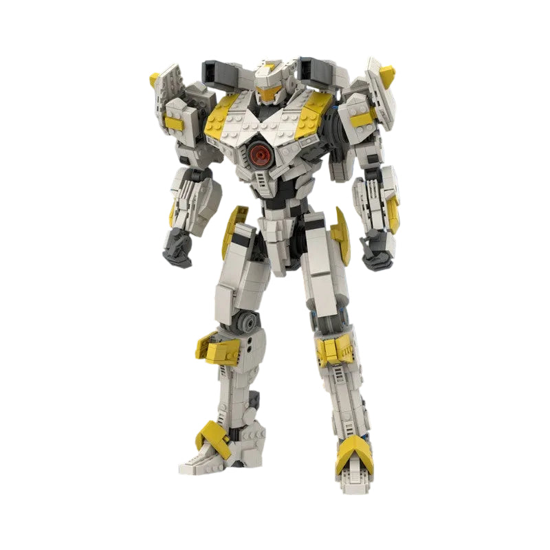 14-Inch White & Yellow Mecha MOC Building Kit | Articulated Figure - 1