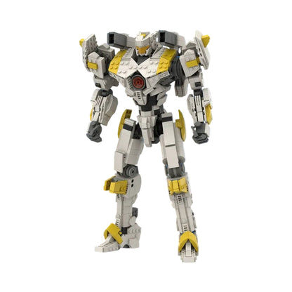 14-Inch White & Yellow Mecha MOC Building Kit | Articulated Figure - 1