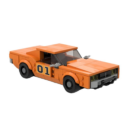 1969 American Orange Retro Drift Coupe Building Kit |  8 wide LEGO-Compatible MOC - 2