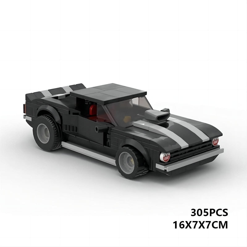 1969 Vintage V8 Supercharged Drag Muscle Car Building Kit | LEGO-Compatible MOC - 3