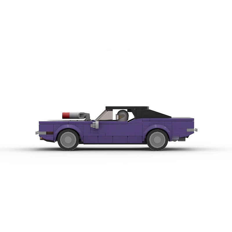 1970 Vintage Purple Muscle Car Building Kit | 8-Stud LEGO-Compatible MOC - 4