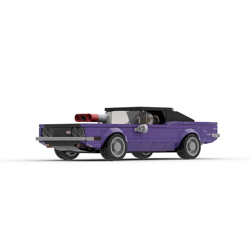 1970 Vintage Purple Muscle Car MOC Building Kit |  8-Wide Classic Vehicle Model - 3