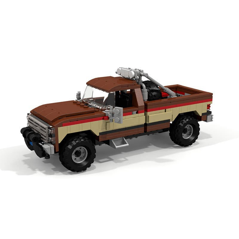 1980s Retro Stunt Pickup Truck Building Kit | 8-Wide Compatible MOC - 1