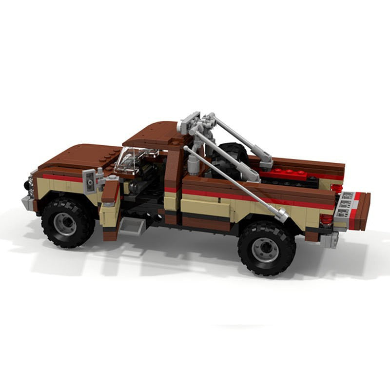 1980s Retro Stunt Pickup Truck Building Kit | 8-Wide LEGO-Compatible MOC - 2