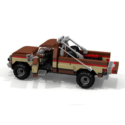 1980s Retro Stunt Pickup Truck Building Kit | 8-Wide LEGO-Compatible MOC - 2