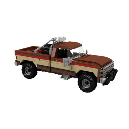 1980s Retro Stunt Pickup Truck Building Kit | 8-Wide LEGO-Compatible MOC - 3
