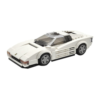 1980s White Wedge Sports Car MOC Building Kit - 1