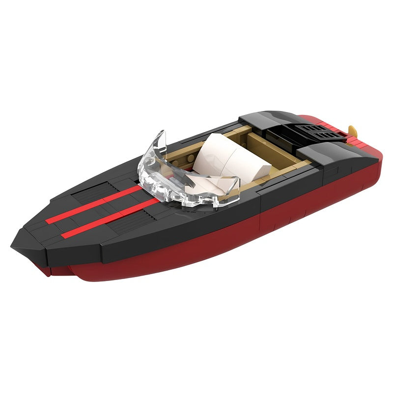 1:40 Black & Red Luxury Speedboat MOC Building Kit - 1