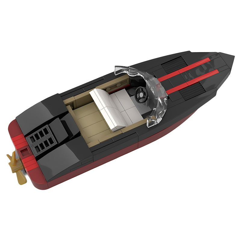 1:40 Black & Red Luxury Speedboat MOC Building Kit - 3