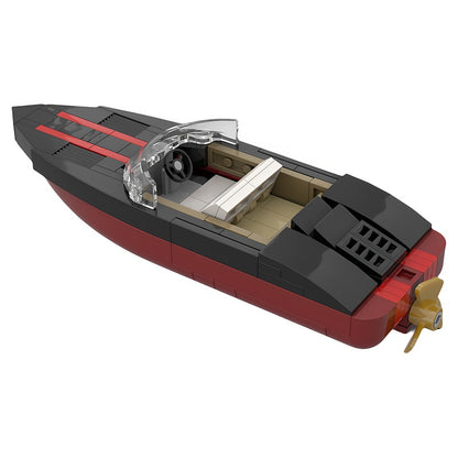 1:40 Black & Red Luxury Speedboat MOC Building Kit - 4