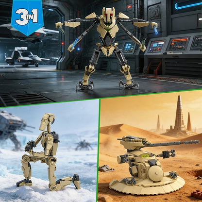 3-in-1 Transforming War Machine MOC Building Kit | Sci-Fi Robot & Tank - 1