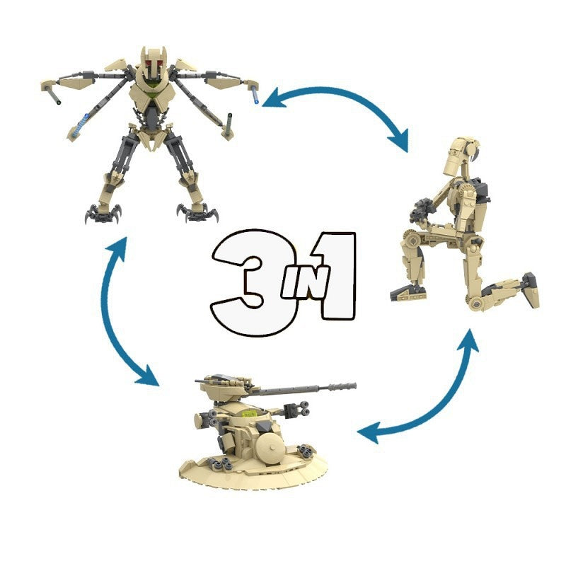 3-in-1 Transforming War Machine MOC Building Kit | Sci-Fi Robot & Tank - 3