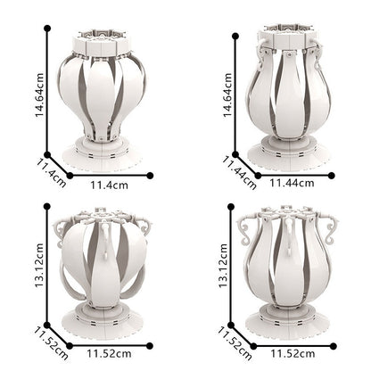 4 In 1 White Vase MOC Building Kit | Decorative Flower Display Model - 3