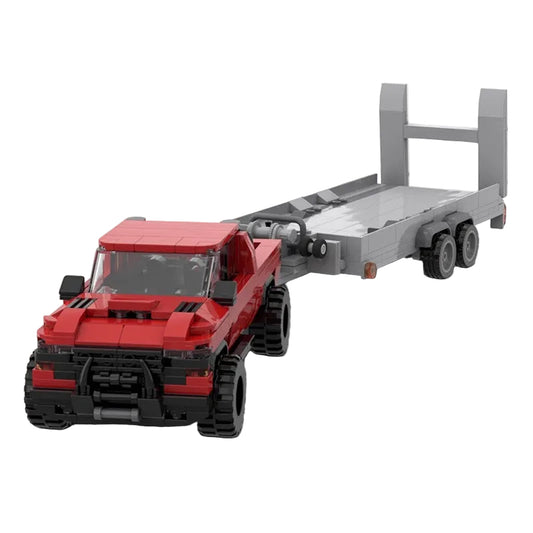 4x4 Off-Road Pickup Truck with Vehicle Trailer Building Kit | Compatible MOC - 1