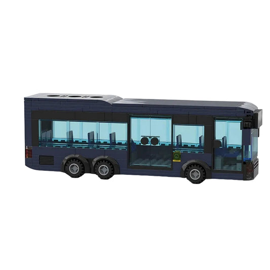 6x2 Dark Blue City Public Transit Bus MOC Building Kit - 1