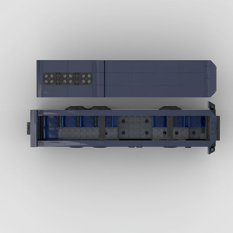 6x2 Dark Blue City Public Transit Bus MOC Building Kit - 3