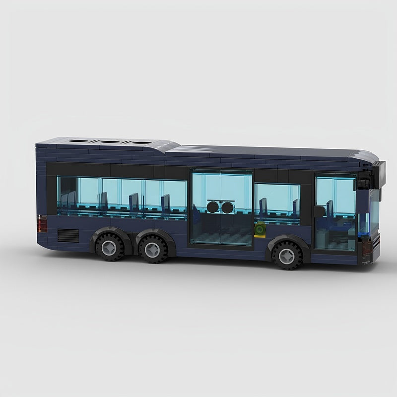 6x2 Dark Blue City Public Transit Bus MOC Building Kit - 4
