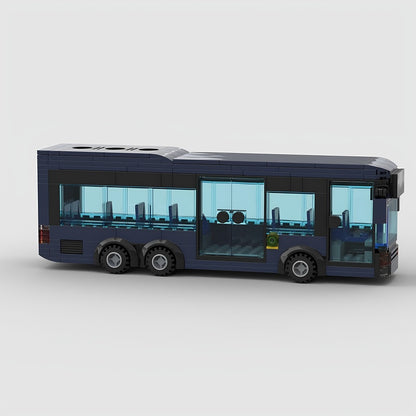 6x2 Dark Blue City Public Transit Bus MOC Building Kit - 4