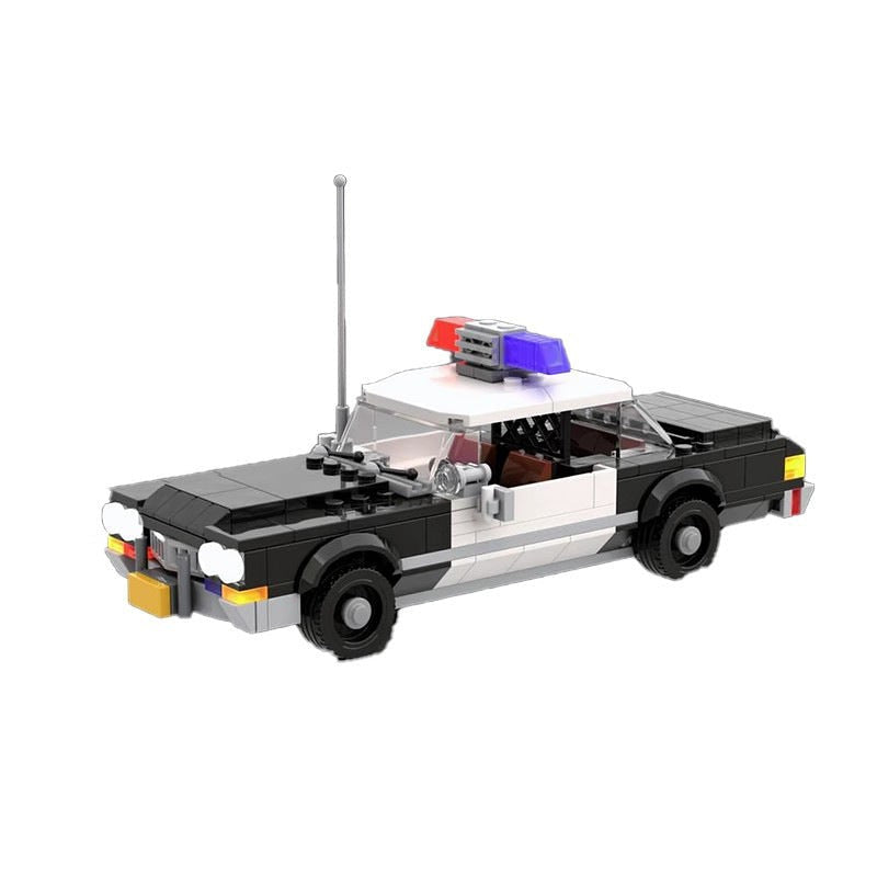 70s Police Car MOC Building Kit | Vintage Patrol Sedan Vehicle Model - 2