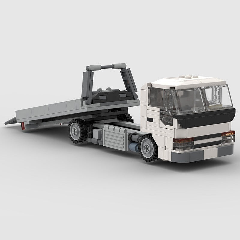 8-Wide Flatbed Car Carrier Truck MOC Building Kit | Tilt Bed Loader - 4