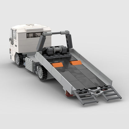 8-Wide Flatbed Car Carrier Truck MOC Building Kit | Tilt Bed Loader - 5