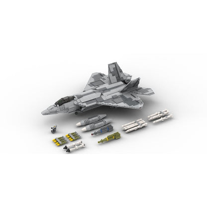 Advanced Twin-Tail F-22 Stealth Fighter Jet MOC Building Kit - 1