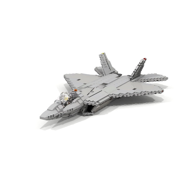 Advanced Twin-Tail F-22 Stealth Fighter Jet MOC Building Kit - 2