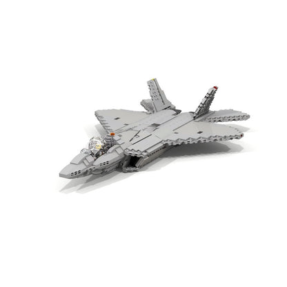 Advanced Twin-Tail F-22 Stealth Fighter Jet MOC Building Kit - 2