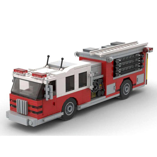 American Fire Truck Building Kit | LEGO-Compatible MOC - 1