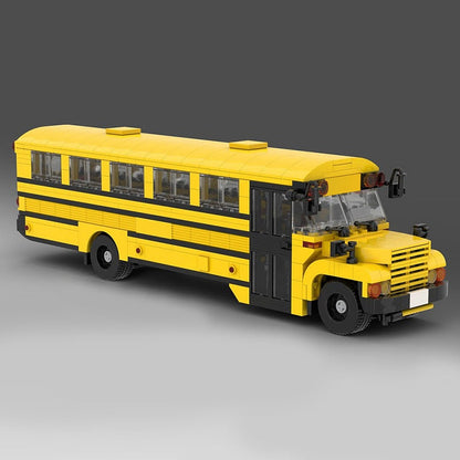 American School Bus MOC Building Kit | Classic Vehicle Model - 2