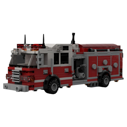 American Top Mount Pumper Fire Engine MOC Building Kit - 1