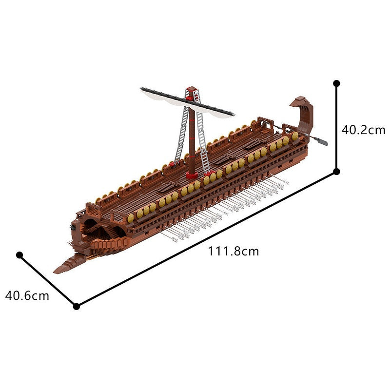  Ancient Greek Bireme Ship MOC Building Kit | Historical Maritime Display Model - 5