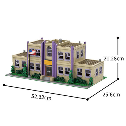 Animated Cartoon Town Elementary School Modular Building Kit | Compatible MOC - 1