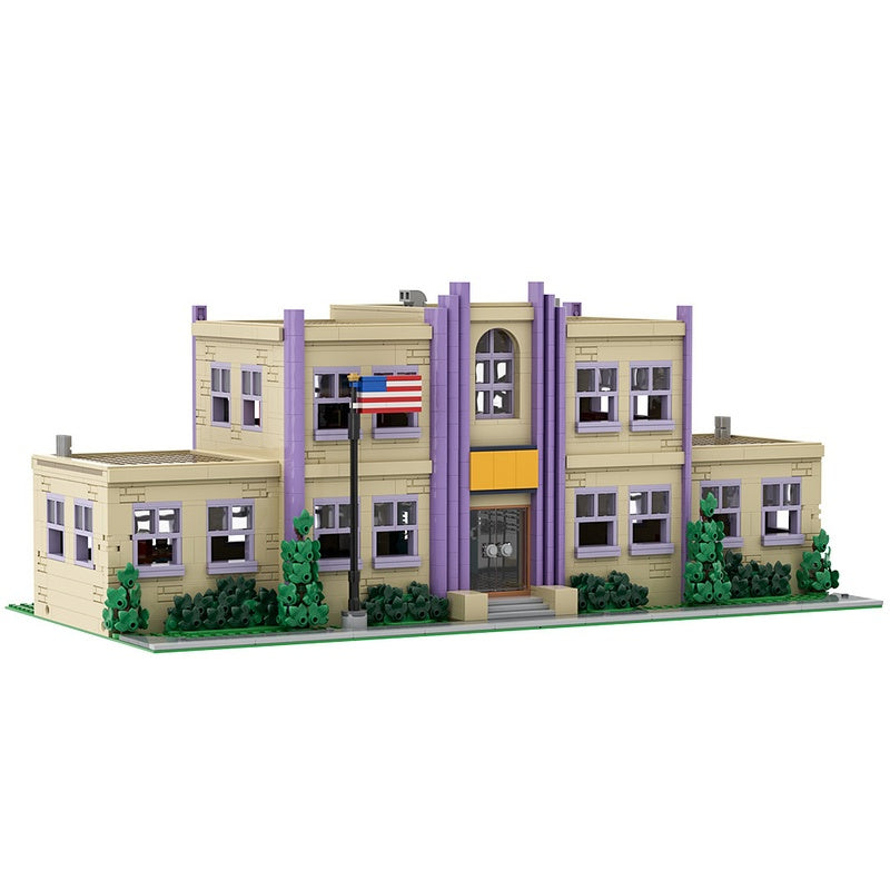 Animated Cartoon Town Elementary School Modular Building Kit | Compatible MOC - 2