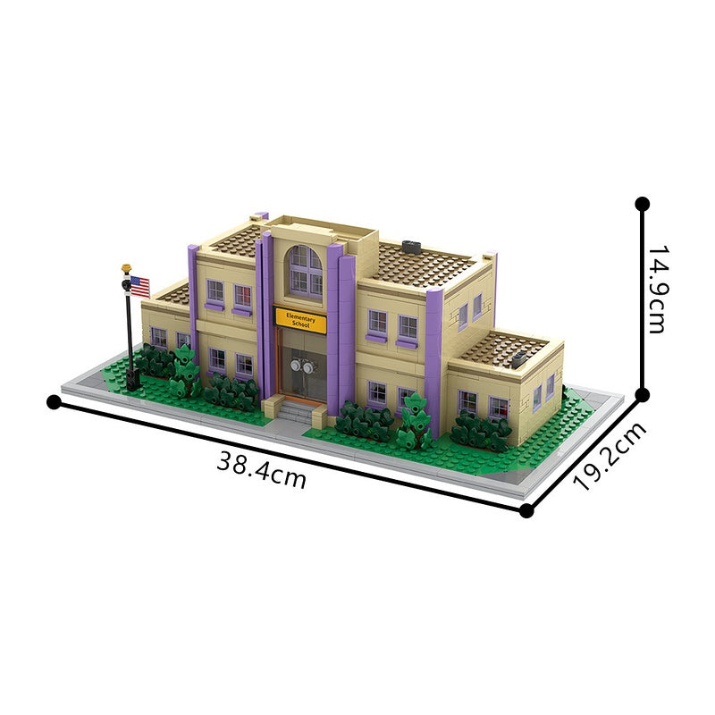 Animated Cartoon Town Elementary School Modular Building Kit | LEGO-Compatible MOC - 1