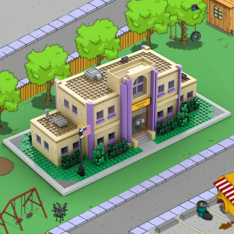 Animated Cartoon Town Elementary School Modular Building Kit | LEGO-Compatible MOC - 2