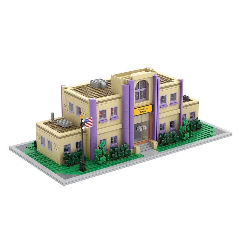 Animated Cartoon Town Elementary School Modular Building Kit | LEGO-Compatible MOC - 3