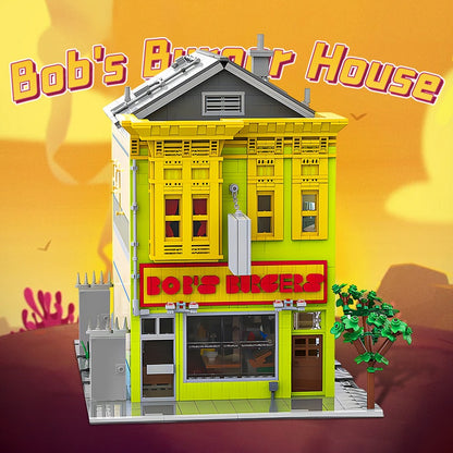 Animated Family Burger Restaurant Modular Building Kit | Compatible MOC - 1