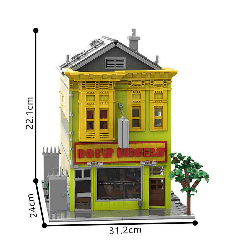Animated Family Burger Restaurant Modular Building Kit | Compatible MOC - 4